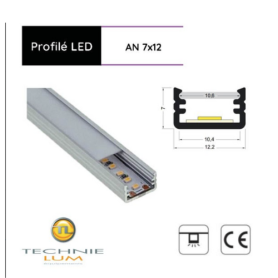 Profilé LED - AN 7x12 + diffuseur opale