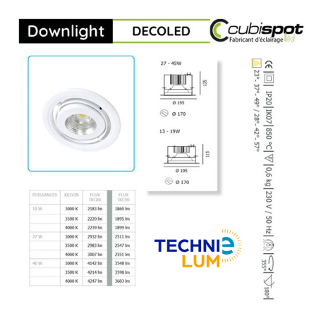 Downlight LED - DECOLED orientable