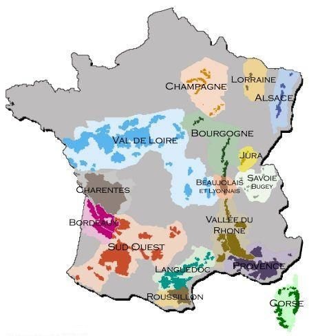 Carte des vignobles français , Le Goût de Lumière ne concerne pas que le Crémant ou Champagne !.jpg